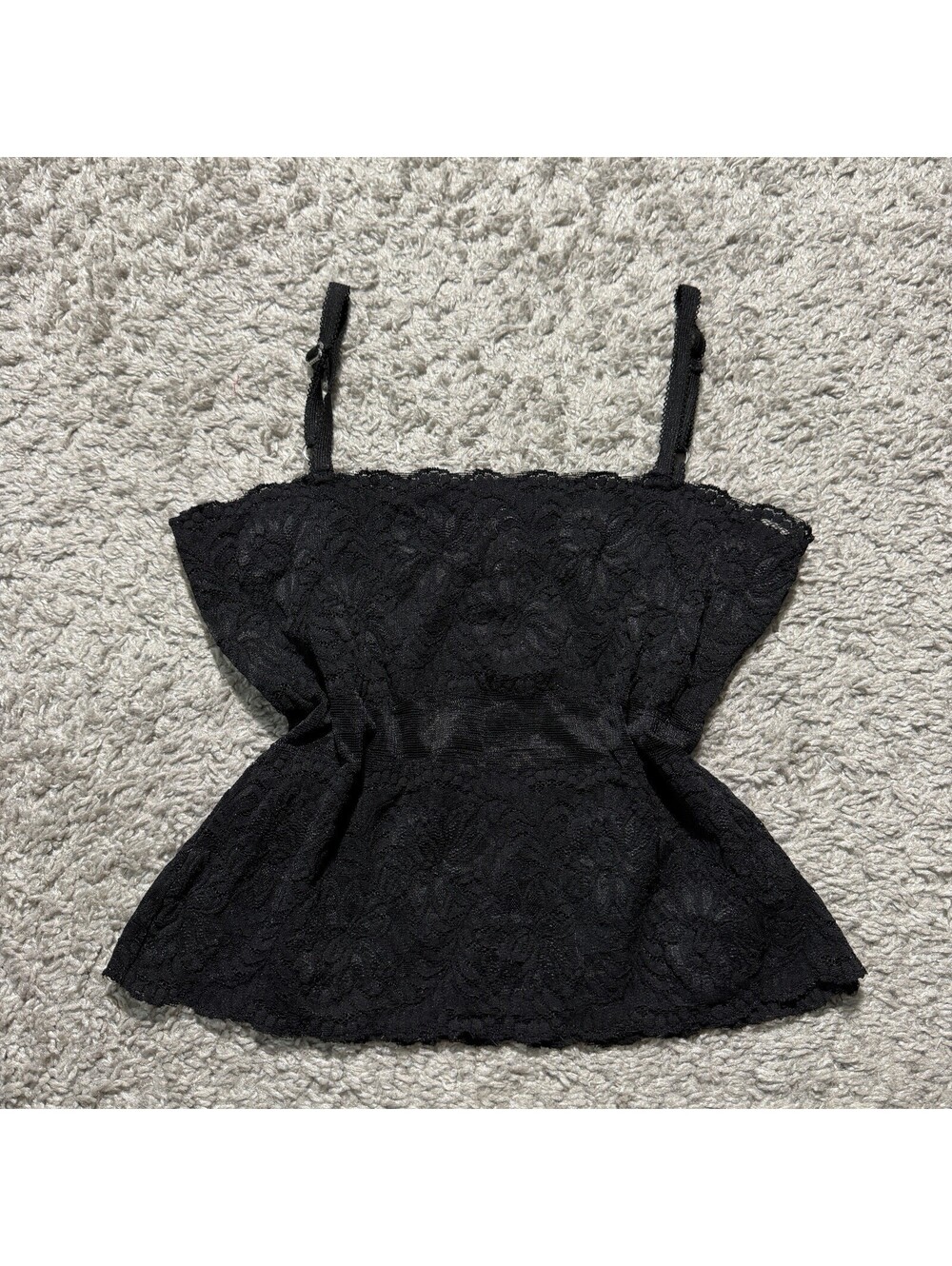Y2K Black Lace Babydoll Cami Tank Top Whismigoth Vintage Grunge Witchy Small